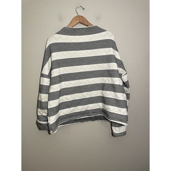 Eri Ali Striped Sabori Sweatshirt Women’s Medium Boxy Black White Minimalist - Picture 4 of 7